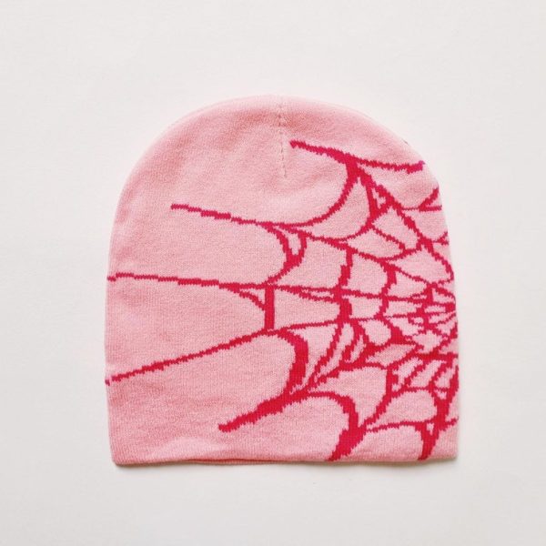 Pink Spider Spiderweb Beanie Hat - Image 2