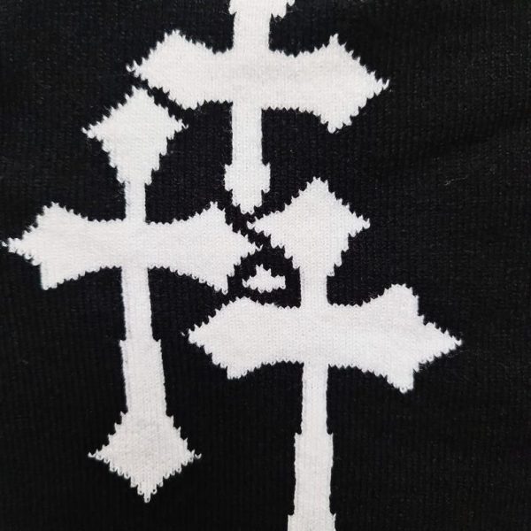 Black & White Crucifix Graphic Beanie Hat - Image 3